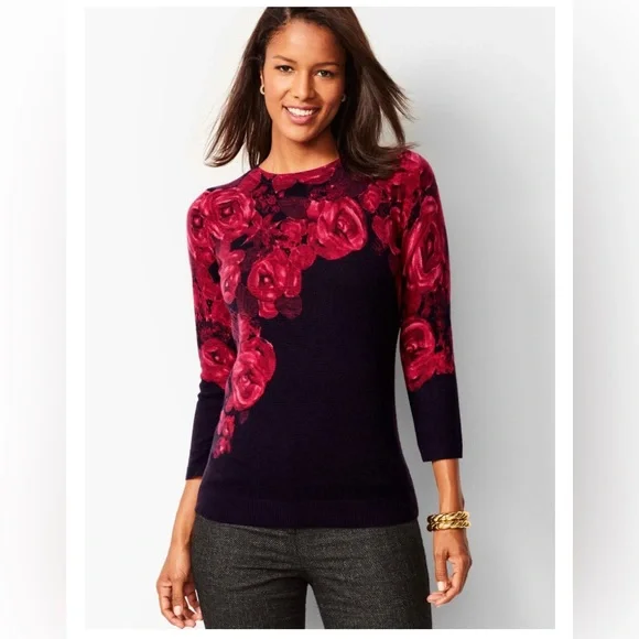 Talbots Sweaters Talbots Audrey Cashmere Sweater Floral Poshmark